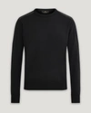Belstaff Kerrigan Crew Neck Jumper Merino Wool Black In Black