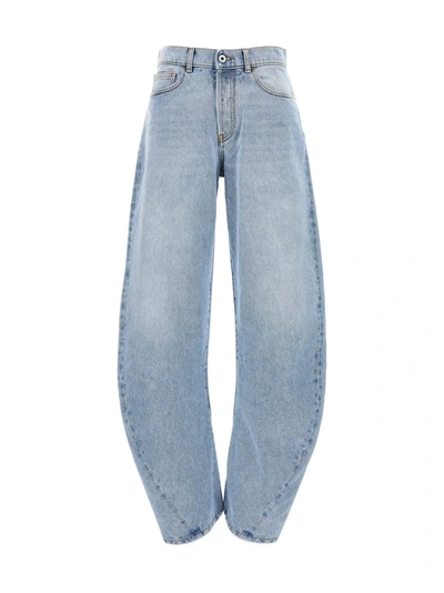 Off-white Bleach Twist Banana Jeans In Blue