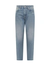 Off-white Corporate 90s Distressed High-rise Slim-leg Jeans In Blue White