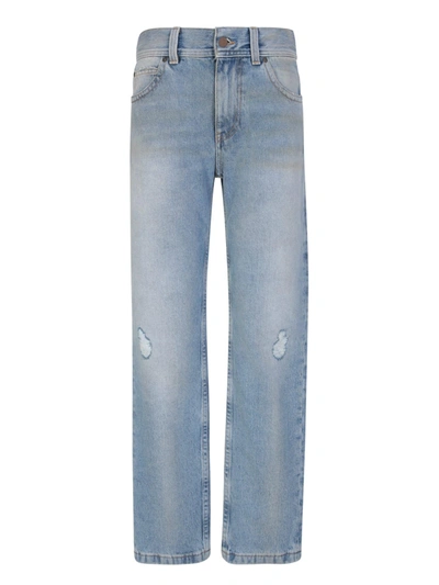 Palm Angels Distressed-effect Straight-leg Jeans In Blue