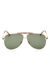 Tom Ford Men's Brady Double-bridge Metal Aviator Sunglasses In Gold/green Solid