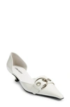 Jeffrey Campbell Smooth Kitten Heel D'orsay Pump In White Silver