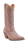 Dingo Silver Dollar Rhinestone Western Boot In Rose Gold