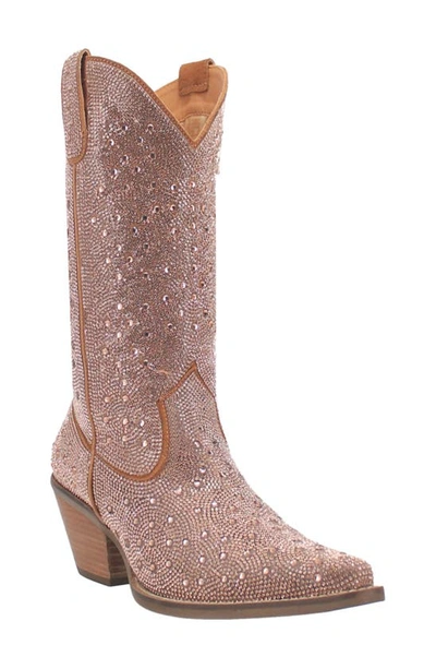 Dingo Silver Dollar Rhinestone Western Boot In Rose Gold