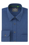 Tom Baine Solid Performance Long Sleeve Button-up Shirt In Denim Blue