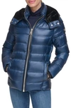 CALVIN KLEIN FAUX FUR TRIM CHEVRON QUILT DOWN PUFFER JACKET