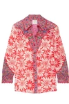 ANNA SUI EMBROIDERED PRINTED SILK-CREPON SHIRT