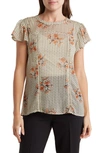 Dr2 By Daniel Rainn Paisley Print Fluttter Sleeve Blouse In Sand