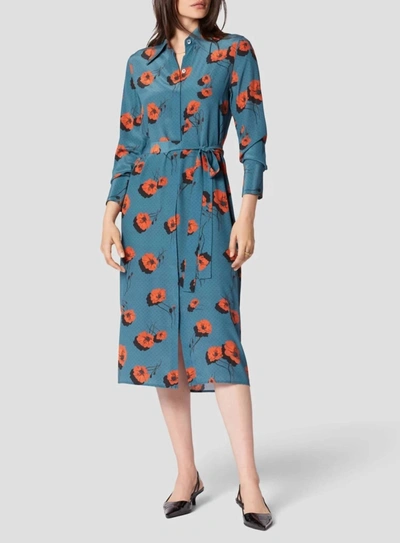 Equipment Crysta Polka-dot Floral-print Midi Dress In Tapestry Blue Multi Poppy