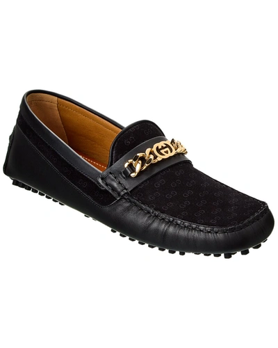 Gucci Gg Suede & Leather Loafer In Black