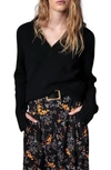 Zadig & Voltaire Friday V-neck Cashmere Jumper In Black