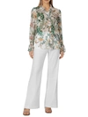 MILLY Lacey Jungle Print Womens Sheer Button-Down Blouse