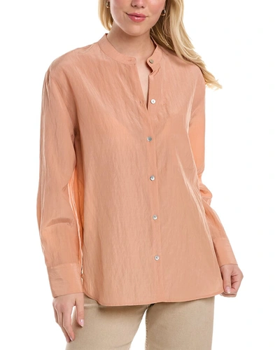 Vince Relaxed Band Collar Blouse In Pink