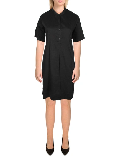 Eileen Fisher Womens Mandarin Collar Mini Shirtdress In Black