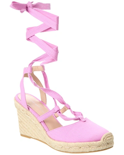 Stuart Weitzman Altdup Canvas Espadrille Wedge Sandal In Pink