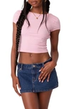 Edikted Bambi Open Back Crop T-shirt In Light-pink