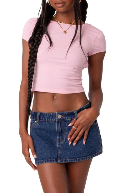 Edikted Bambi Open Back Crop T-shirt In Light Pink