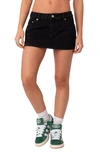 Edikted Spencer Nonstretch Denim Skirt In Black-washed