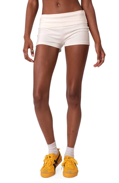 Edikted Foldover Shorts In White