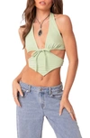 Edikted Cady Cutout Crop Halter Top In Green