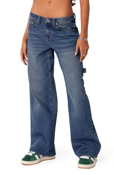 Edikted Wide Leg Carpenter Jeans In Blue
