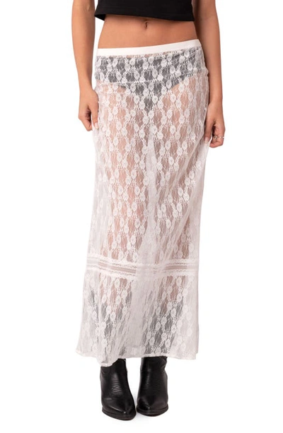 Edikted Sandra Sheer Lace Maxi Skirt In White