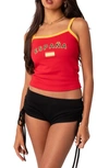 Edikted Spain Cotton Graphic Crop Tank In Red