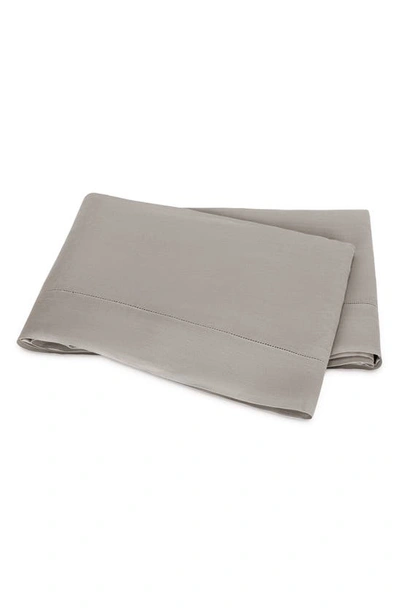Matouk Roman Hemstitch Linen Flat Sheet In Platinum