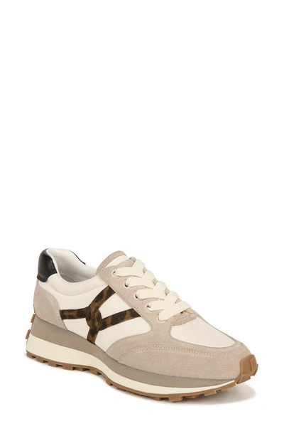 Veronica Beard Valentina Mixed Leather Retro Trainers In Camel