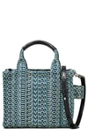Marc Jacobs The Bleached Monogram Denim Micro Tote Bag In Sun Faded Denim