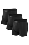 Saxx Ultra Super Soft 3-pack Relaxed Fit Boxer Briefs In Black