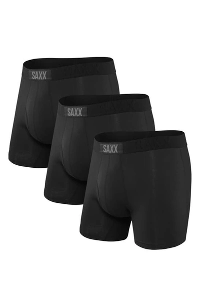 Saxx Ultra Super Soft 3-pack Relaxed Fit Boxer Briefs In Black