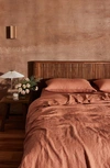 Bed Threads Set Of 2 French Linen Pillowcases In Light Orange Tones