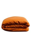 Bed Threads 100% French Flax Linen Duvet Cover In Orange Tones