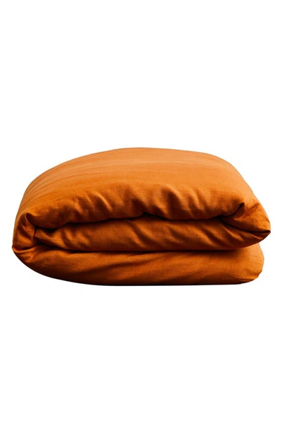 Bed Threads 100% French Flax Linen Duvet Cover In Orange Tones