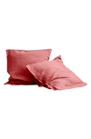 Bed Threads Set Of 2 French Linen Euro Pillowcases In Pink Tones