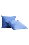 Bed Threads Set Of 2 French Linen Euro Pillowcases In Blue Tones