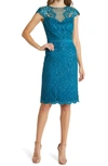 Tadashi Shoji Sequin Lace Cocktail Dress In Marine