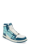 Amiri Skeleton High Top Sneaker In Blue Leather /nylon