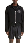 Amiri Crystal Embellished Wolf Zip Up Jacket In Black