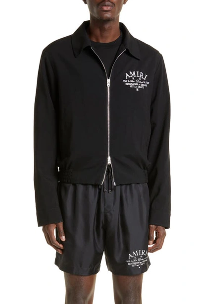 Amiri Arts District Wool Blend Blouson Jacket In Black