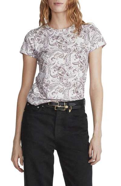 Rag & Bone Allover Paisley Organic Cotton T-shirt In Pink Multi