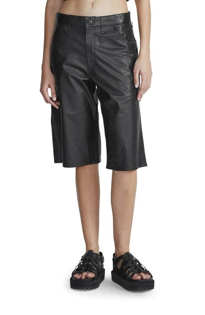 Rag & Bone Leather Knee-length Shorts In Black