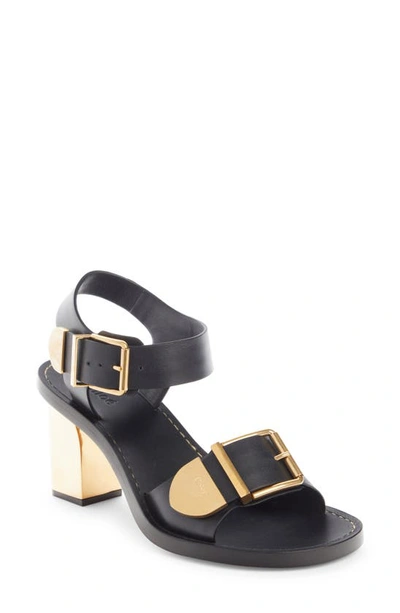 Chloé Rebecca Leather Buckle Sandals In Black