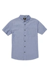 Volcom Date Knight Short Sleeve Button-up Shirt In Chambray
