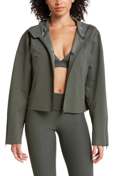 Alo Yoga Enhance Bonded Hooded Jacket In Dark Cactus