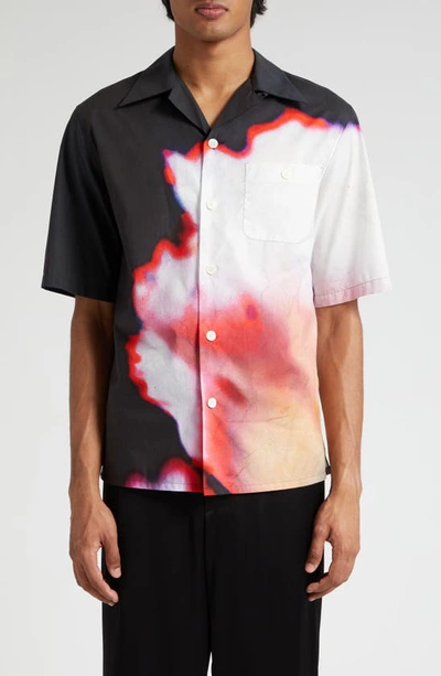 Alexander Mcqueen Solarized Floral Print Cotton Shirt In Multicolour