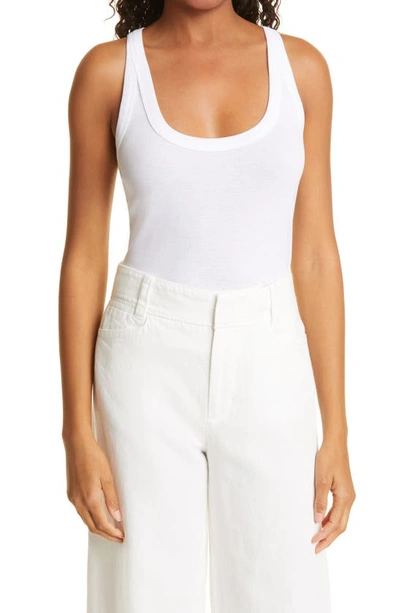 Vince Scoop Neck Sleeveless Pima Cotton Tank In Optic White