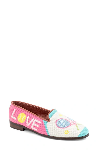 Bypaige Needlepoint Tennis Flat In Pink Multi