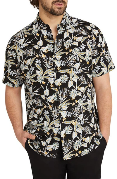 Johnny Bigg Tropics Floral Short Sleeve Button-up Shirt In Black